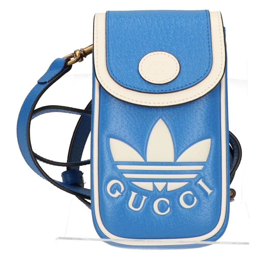 GUCCI x adidas Trefoil Mini Shoulder Pouch Bag Blue White Men's